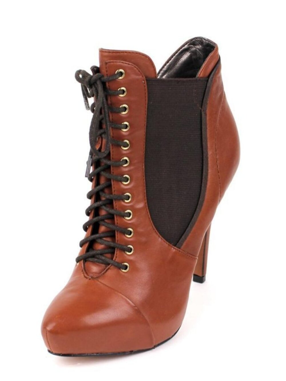 Sam Edelman Rowin Brown Leather Lace-Up Booties